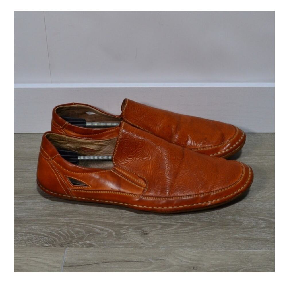 Stacy Adams Men's Brown Tooled Napa Rust Paisley Embroidered Leather Loafer 11M